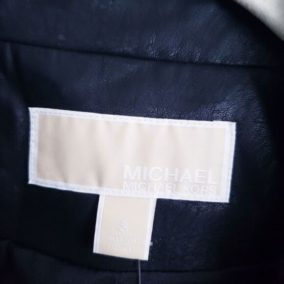 Michael Kors Black Faux Leather Gold Studded Jacket - Picture 4 of 8